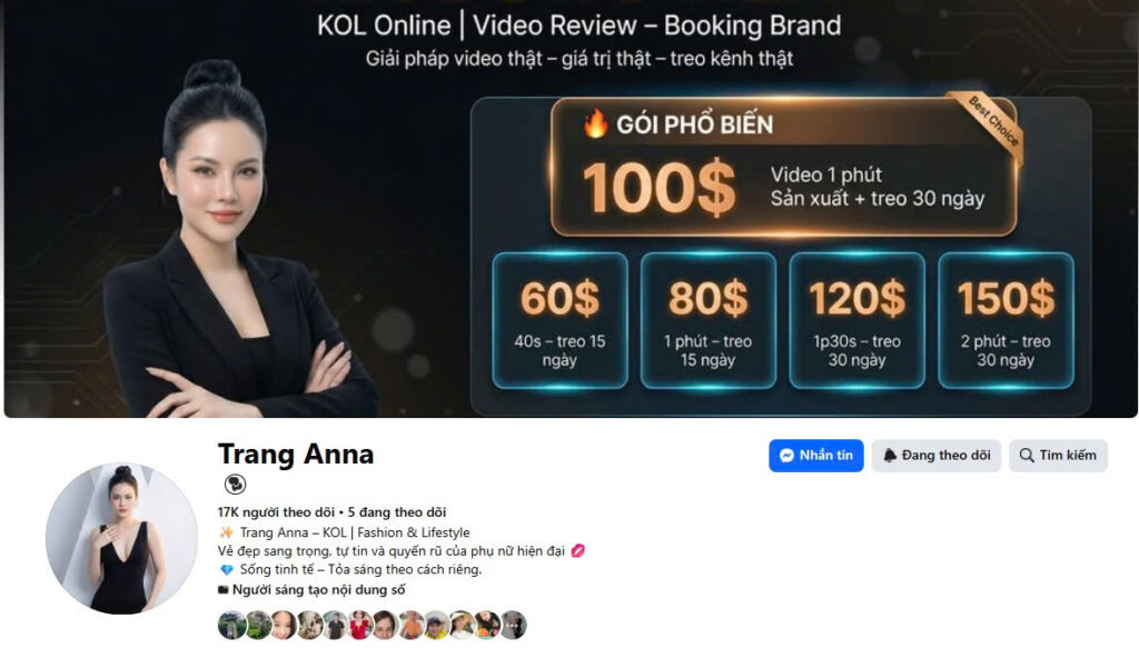 Fanpage ai xây bằng công cụ Aidancing