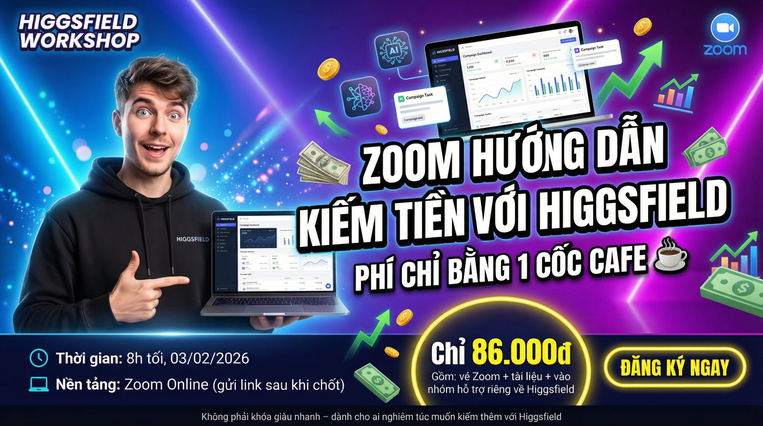 Kiếm tiền cùng Higgsfield